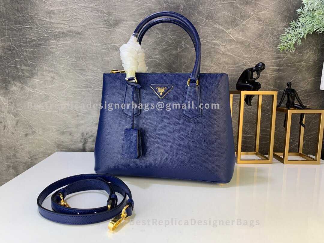Prada Galleria Blue Medium Handbag GHW 232